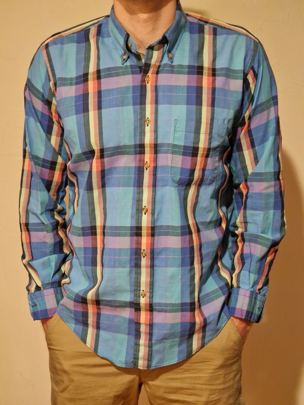 Men's Blue Plaid Button-Down Shirt — Classic Casual Fit